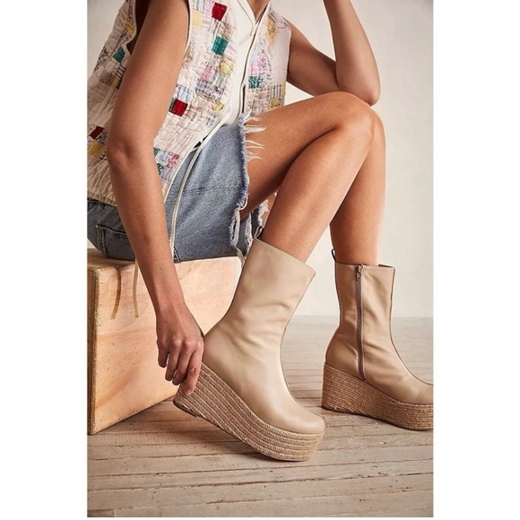 Free People Paloma Barcelo Lennon Platform Espadrille Boots - Ivory - Size 5.5 - Picture 14 of 14